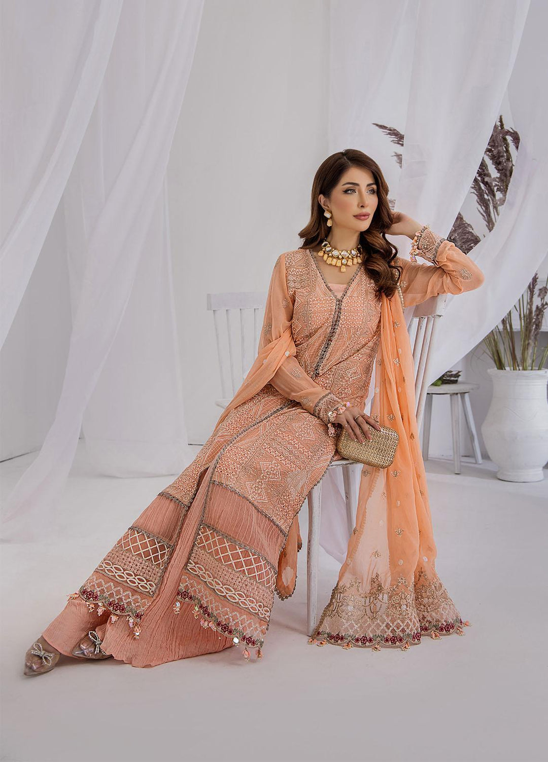 Ibtidaa by Awwal Embroidered Chiffon Suits Unstitched 4 Piece AW22I 04 - Formal Collection
