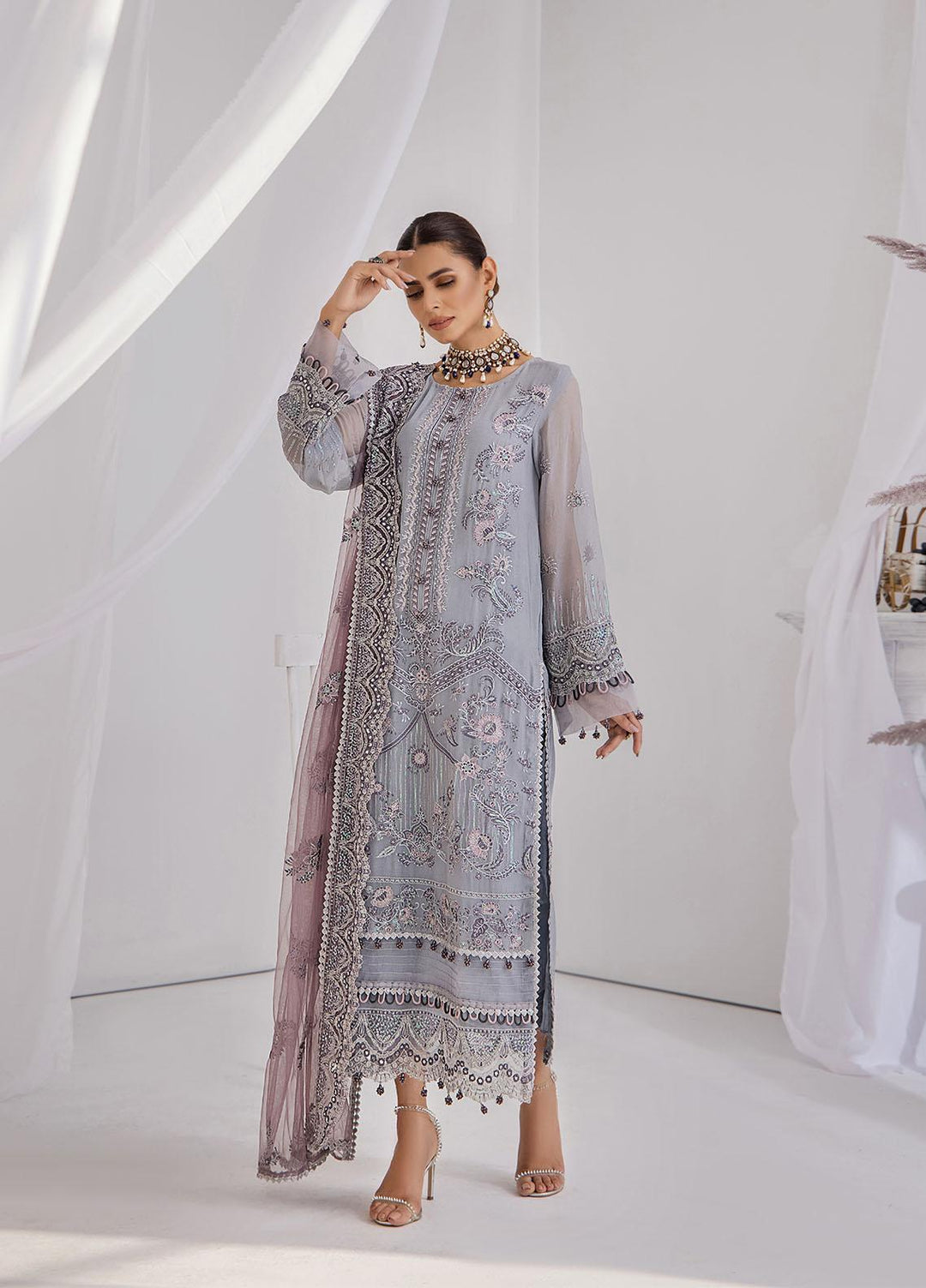 Ibtidaa by Awwal Embroidered Chiffon Suits Unstitched 4 Piece AW22I 06 - Formal Collection