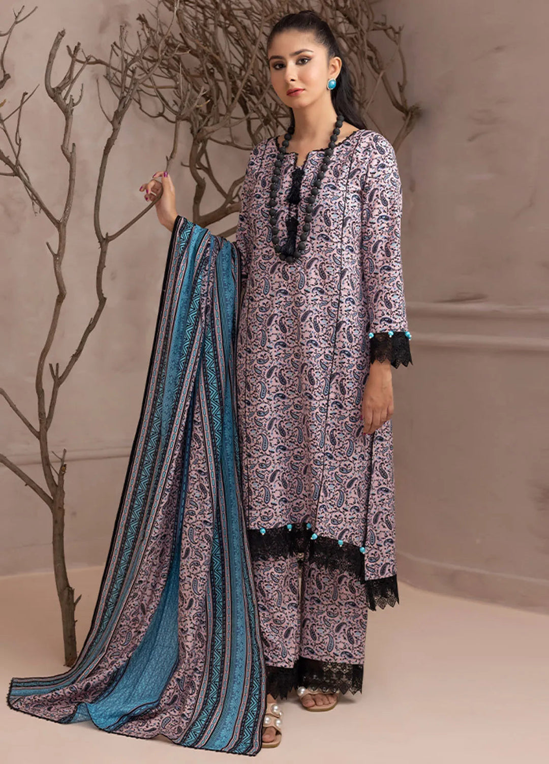 Identic By Regalia Printed Khaddar Suit Unstitched 3 Piece RGT24I4 D-01 - Winter Collection