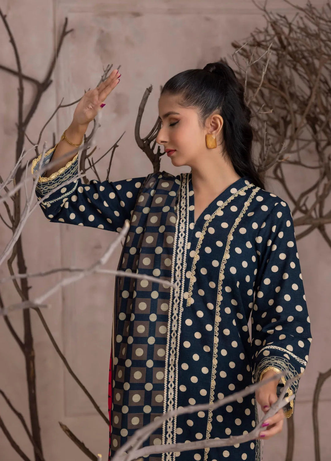 Identic By Regalia Printed Khaddar Suit Unstitched 3 Piece RGT24I4 D-03 - Winter Collection