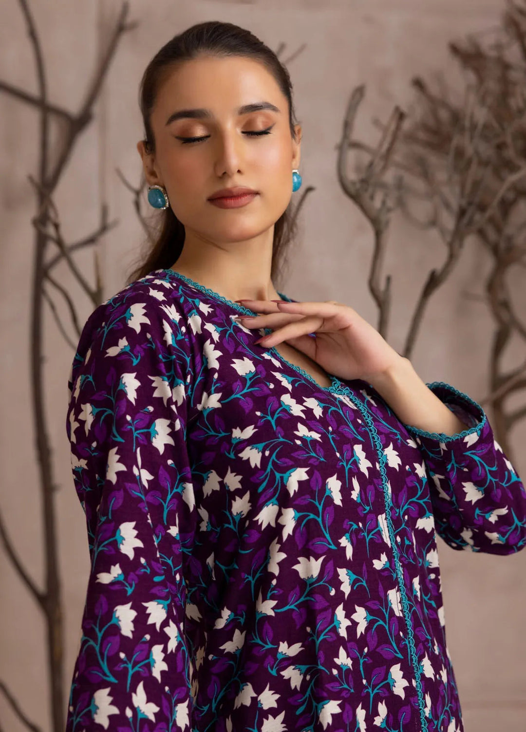 Identic By Regalia Printed Khaddar Suit Unstitched 3 Piece RGT24I4 D-06 - Winter Collection