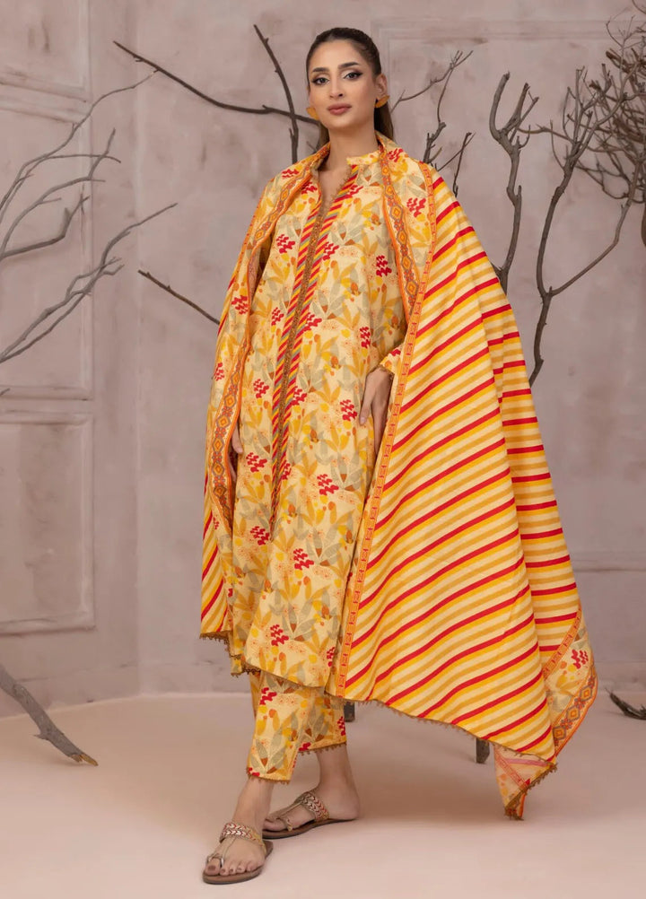 Identic By Regalia Printed Khaddar Suit Unstitched 3 Piece RGT24I4 D-08 - Winter Collection