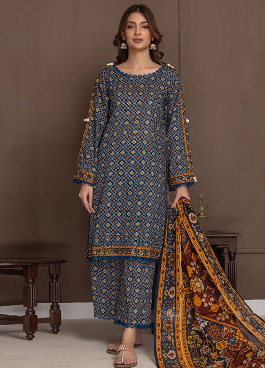 Identic Separates By Regalia Textile Printed Lawn Suit Unstitched 3 Piece RGT24I21 IDS21-10 - Summer Collection