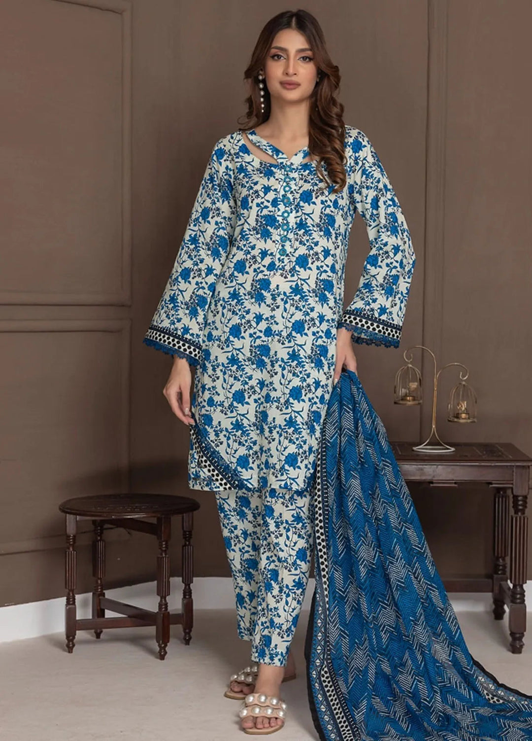 Identic Separates By Regalia Textile Printed Lawn Suit Unstitched 3 Piece RGT24I21 IDS21-8 - Summer Collection