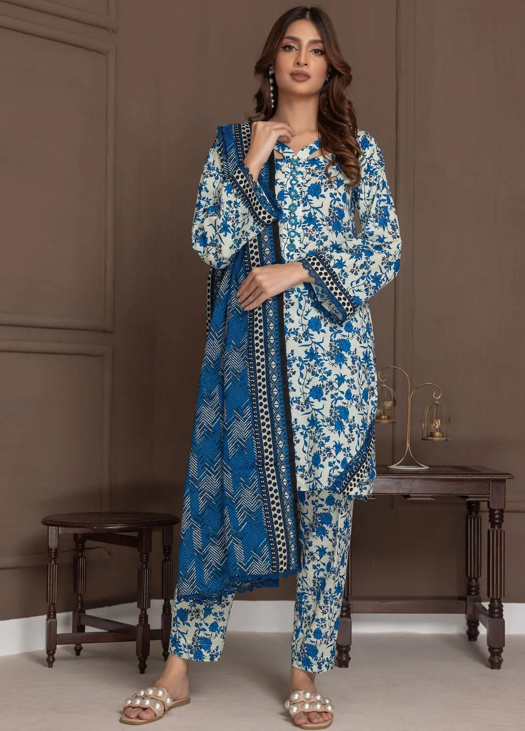 Identic Separates By Regalia Textile Printed Lawn Suit Unstitched 3 Piece RGT24I21 IDS21-8 - Summer Collection