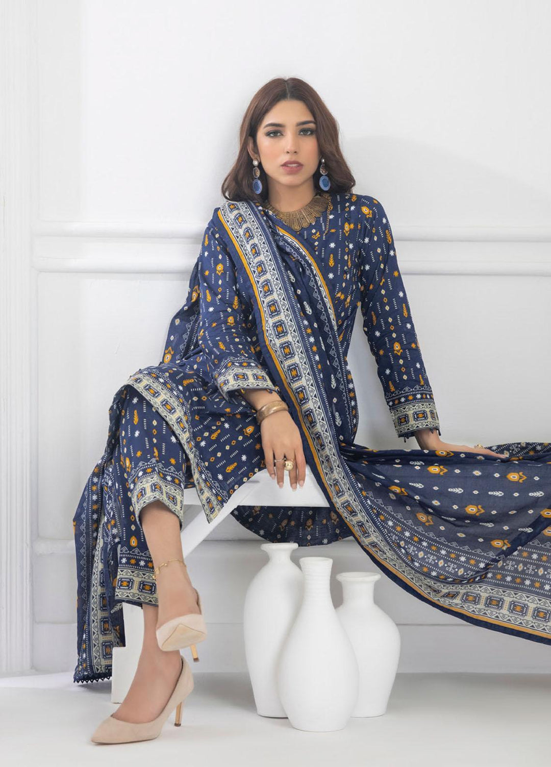 Identic Separates By Regalia Textiles Printed Lawn Suits Unstitched 3 Piece RGT23I-V6 D-01 - Summer Collection