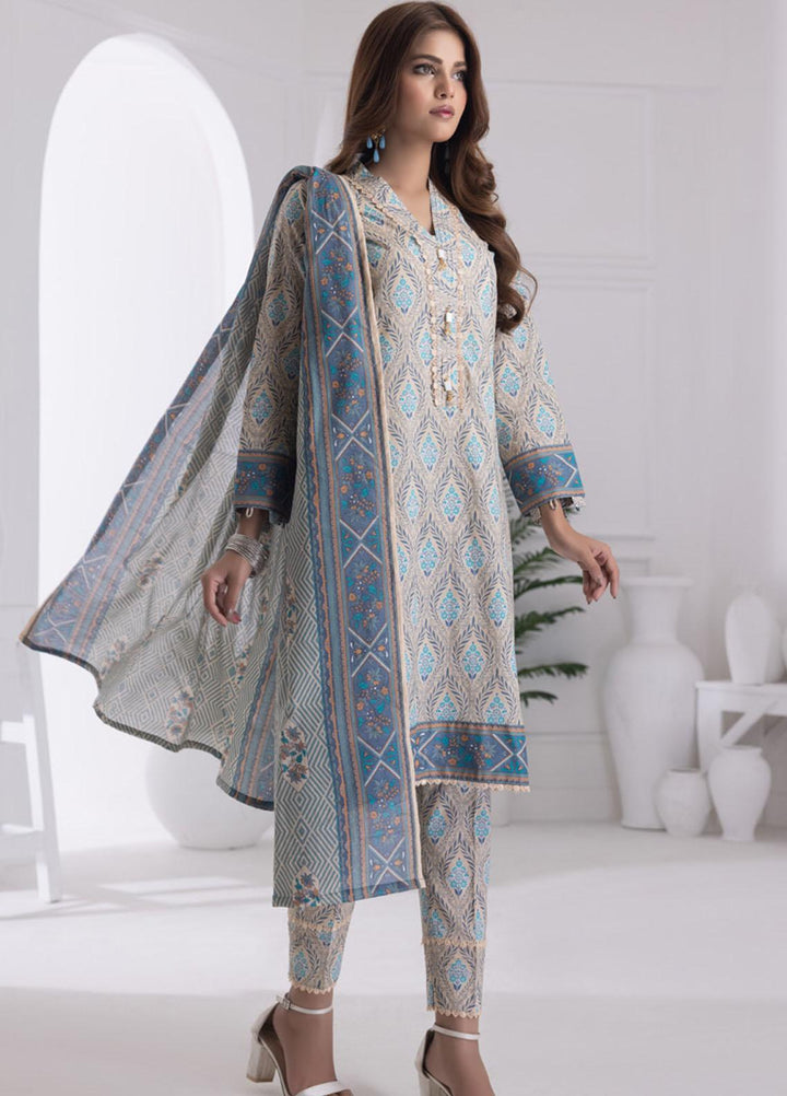 Identic Separates By Regalia Textiles Printed Lawn Suits Unstitched 3 Piece RGT23I-V6 D-12 - Summer Collection