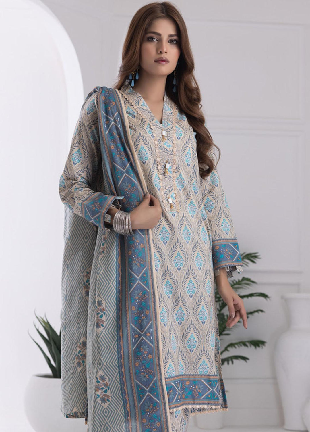 Identic Separates By Regalia Textiles Printed Lawn Suits Unstitched 3 Piece RGT23I-V6 D-12 - Summer Collection