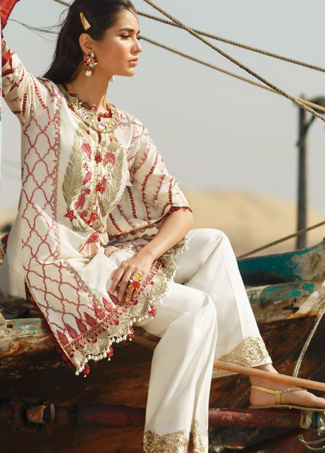 ILAHA Embroidered Lawn Suits Unstitched 3 Piece ILH21L IL003-Yakut - Luxury Collection