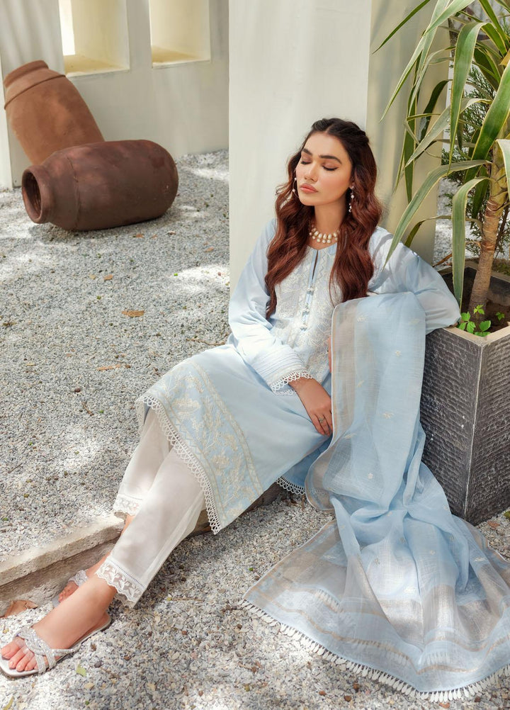 ILAHA Ready to Wear  Lawn 3 Piece Dress Blue D-04