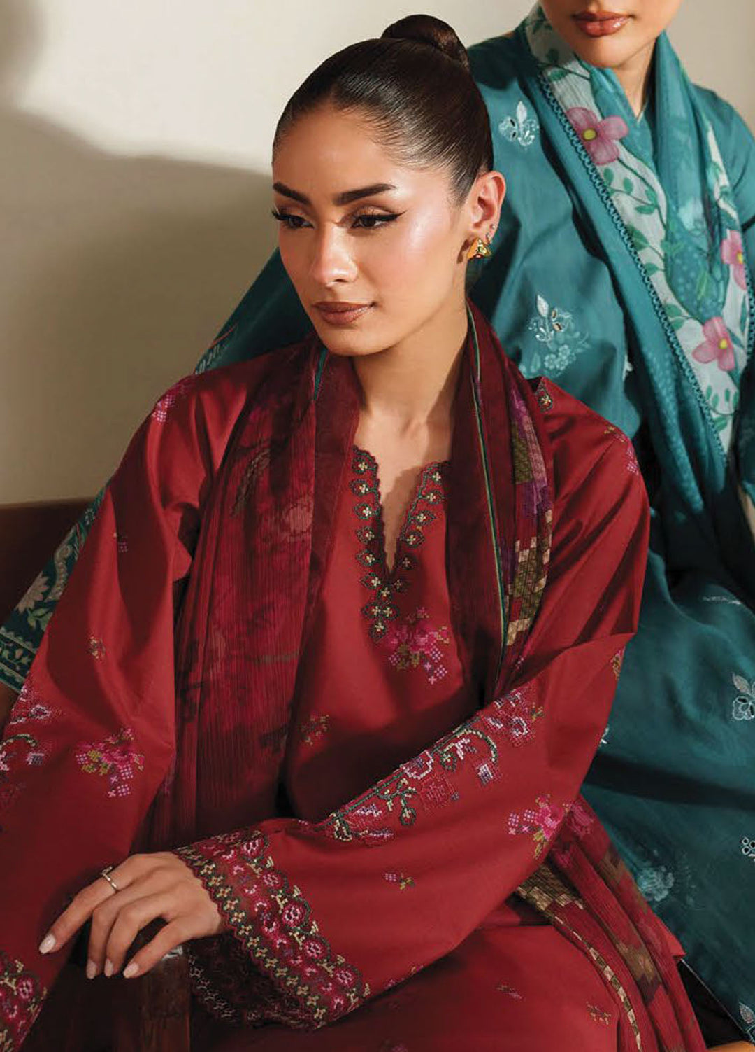 Ilara by Seran Embroidered Cambric Suits Unstitched 3 Piece SN25IC D-02 Sorrel - Summer Collection