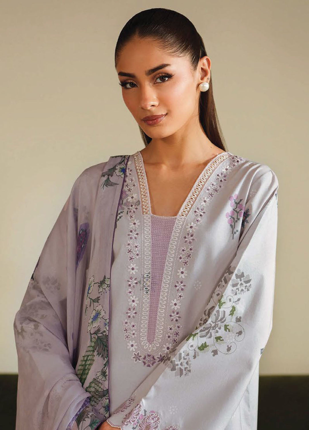 Ilara by Seran Embroidered Cambric Suits Unstitched 3 Piece SN25IC D-03 Lavara - Summer Collection