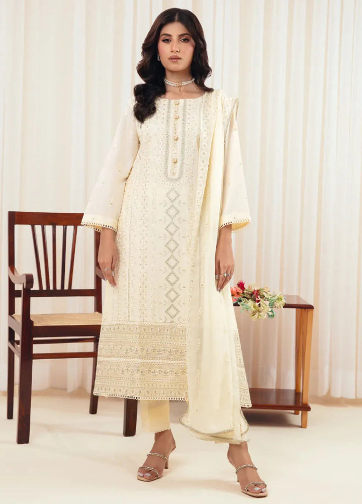 Illan By Ay Textile Embroidered Lawn Suit Unstitched 3 Piece AYT24I IL-001 Ivory - Festive Collection