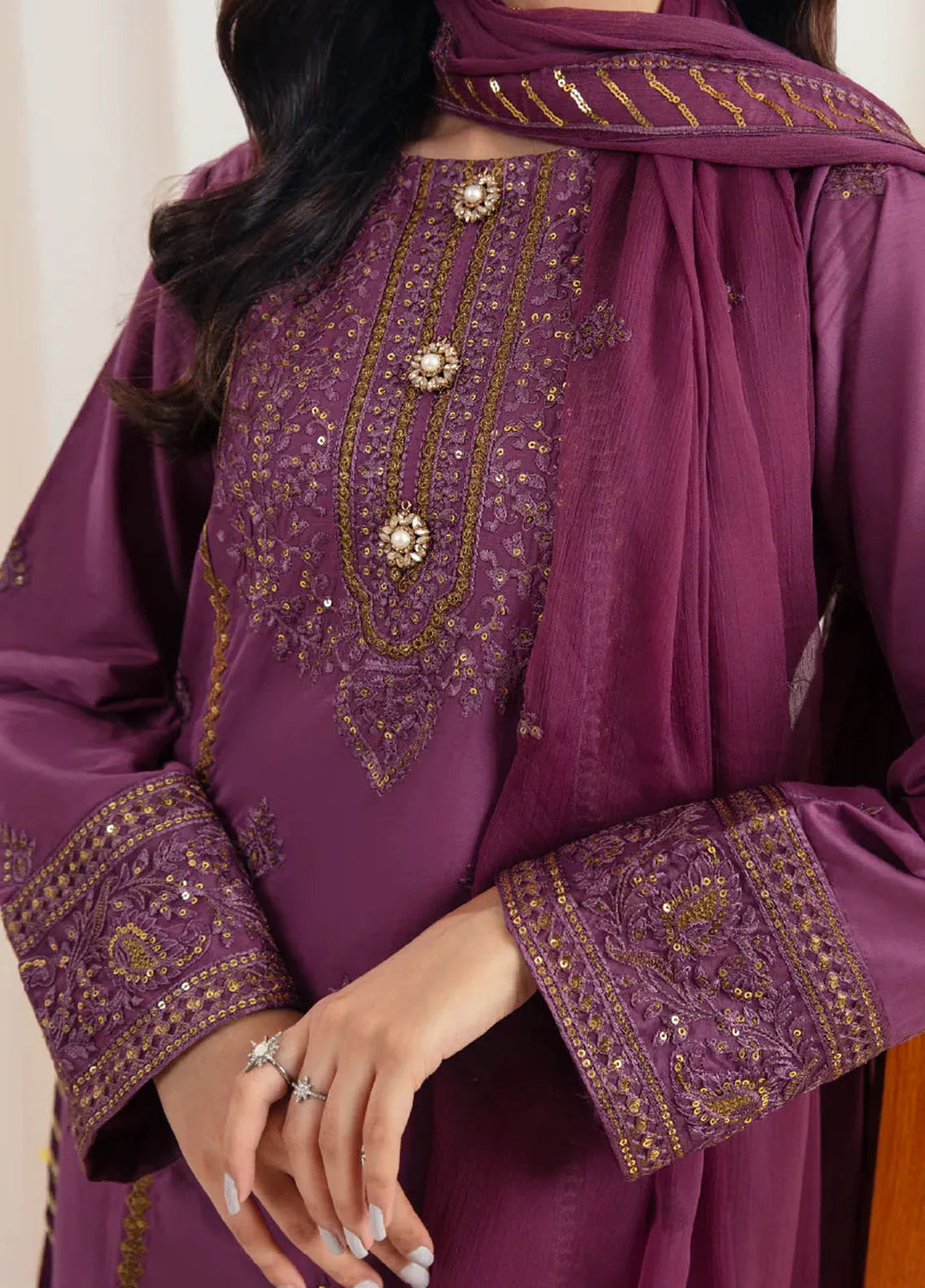 Illan By Ay Textile Embroidered Lawn Suit Unstitched 3 Piece AYT24I IL-003 Amethyst - Festive Collection