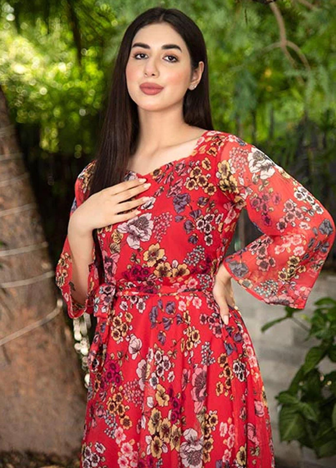 Nazmina Pret Casual Chiffon 2 Piece Suit FRT-31 Floral jungle