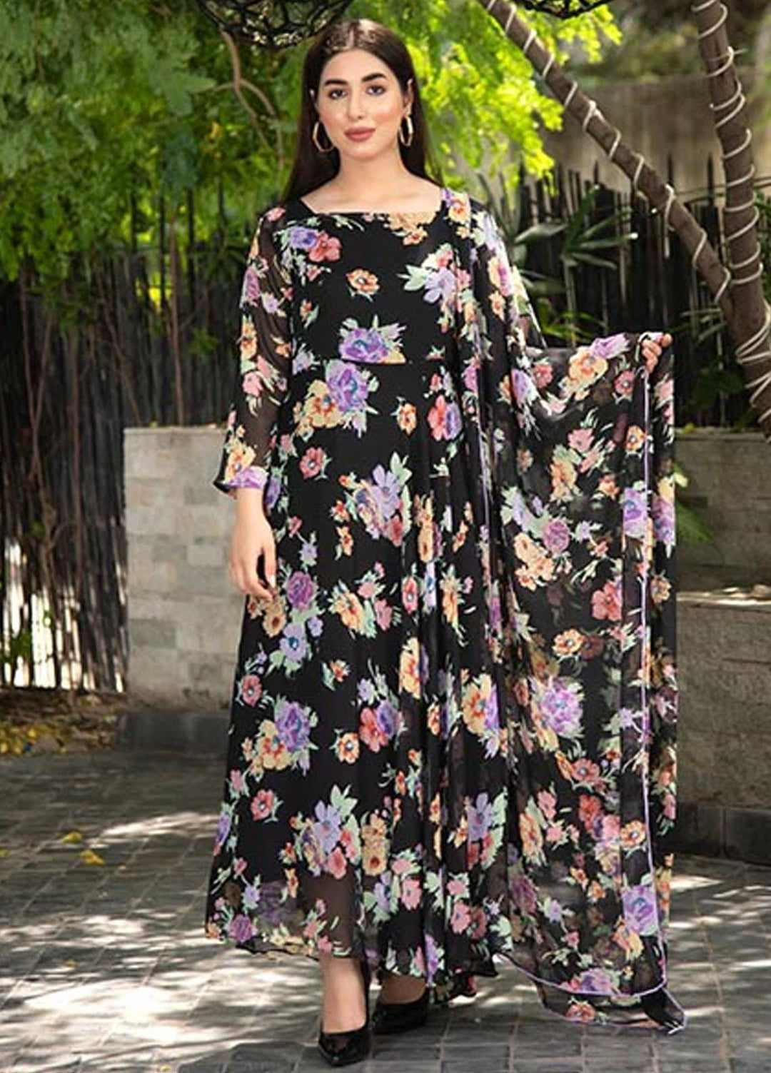 Nazmina Pret Casual Chiffon 2 Piece Suit FRT-33 Lavender life