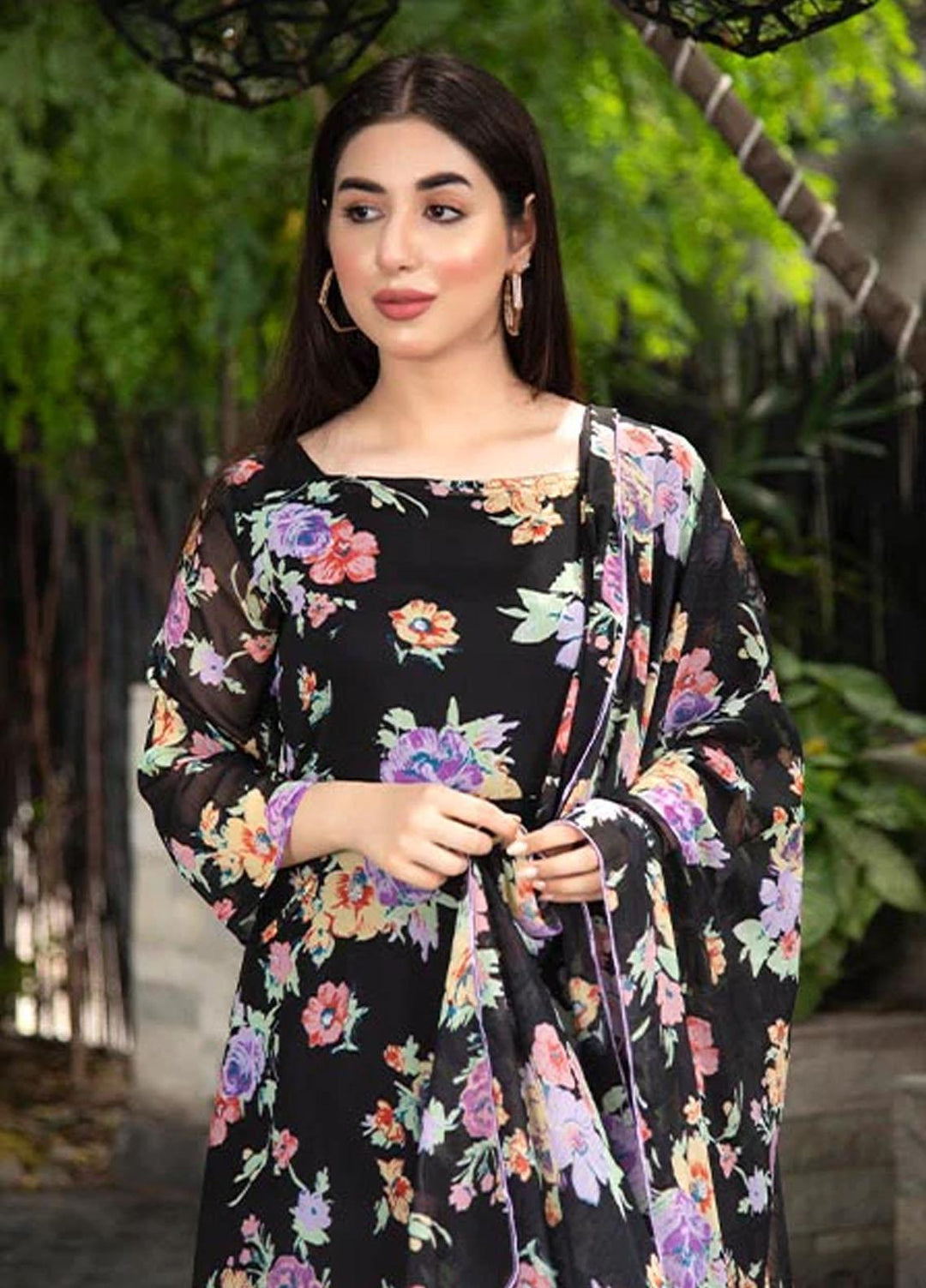 Nazmina Pret Casual Chiffon 2 Piece Suit FRT-33 Lavender life