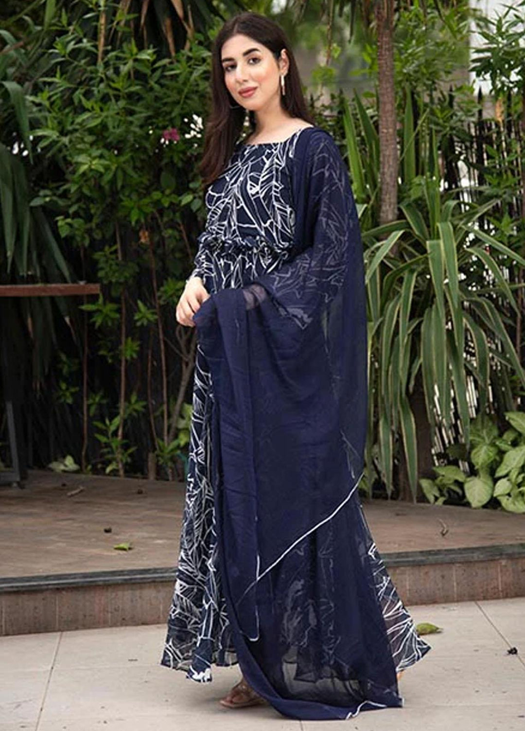 Nazmina Pret Casual Chiffon 2 Piece Suit FRT-34 Ombre leaflets