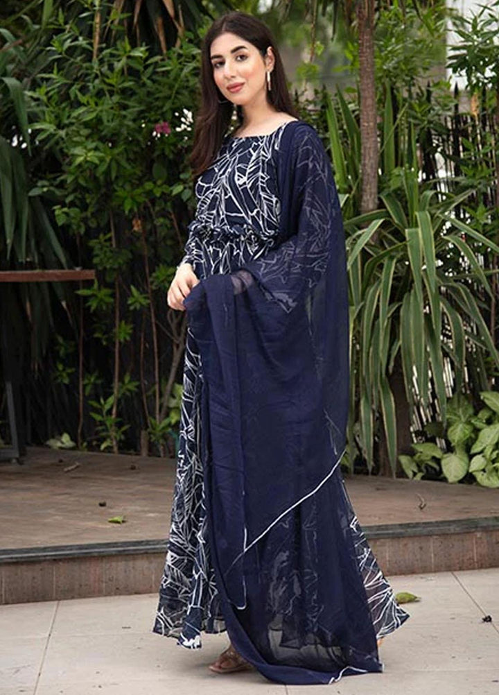 Nazmina Pret Casual Chiffon 2 Piece Suit FRT-34 Ombre leaflets