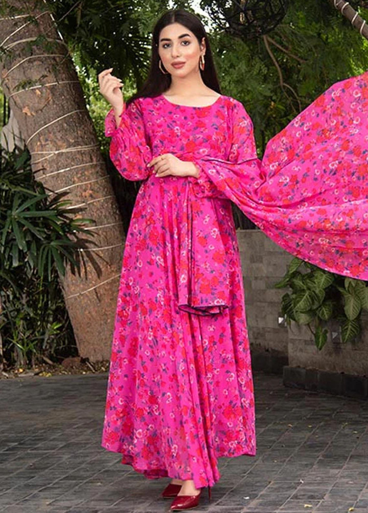 Nazmina Pret Casual Chiffon 2 Piece Suit FRT-36 Pink blush