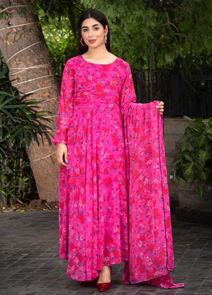 Nazmina Pret Casual Chiffon 2 Piece Suit FRT-36 Pink blush