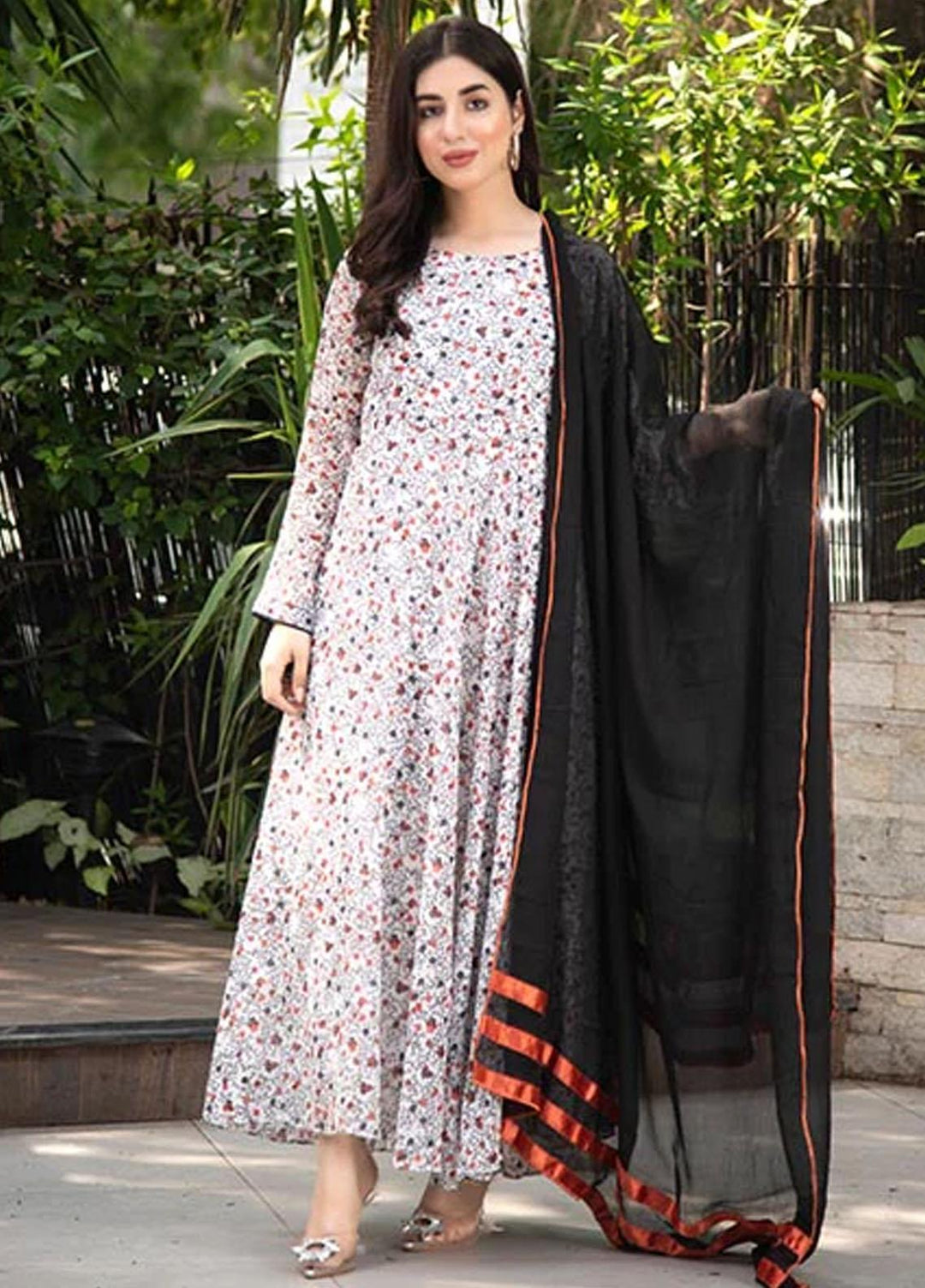 Nazmina Pret Casual Chiffon 2 Piece Suit FRT-38 Black sea shells