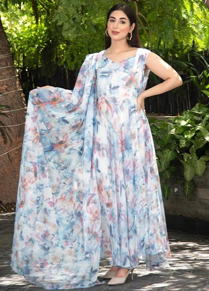 Nazmina Pret Casual Chiffon 2 Piece Suit FRT-39 White birdie