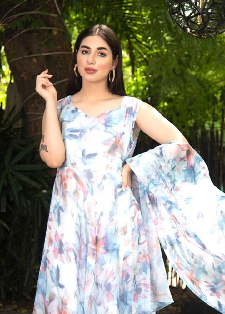 Nazmina Pret Casual Chiffon 2 Piece Suit FRT-39 White birdie