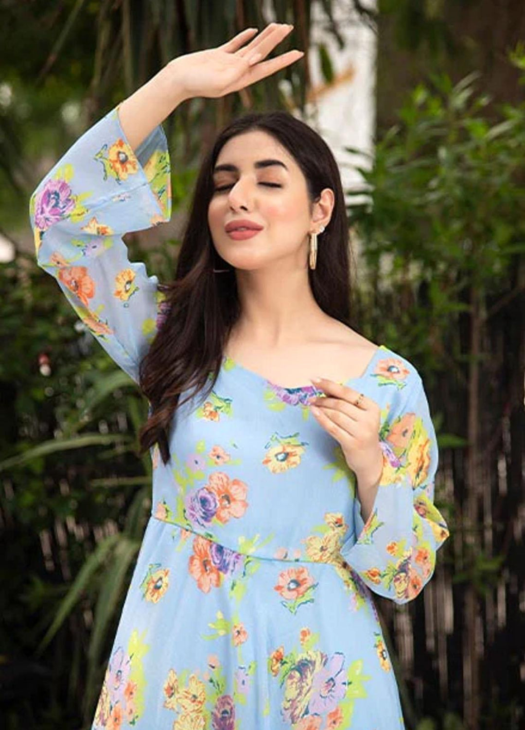 Nazmina Pret Casual Chiffon 2 Piece Suit FRT-40 Shiny sky