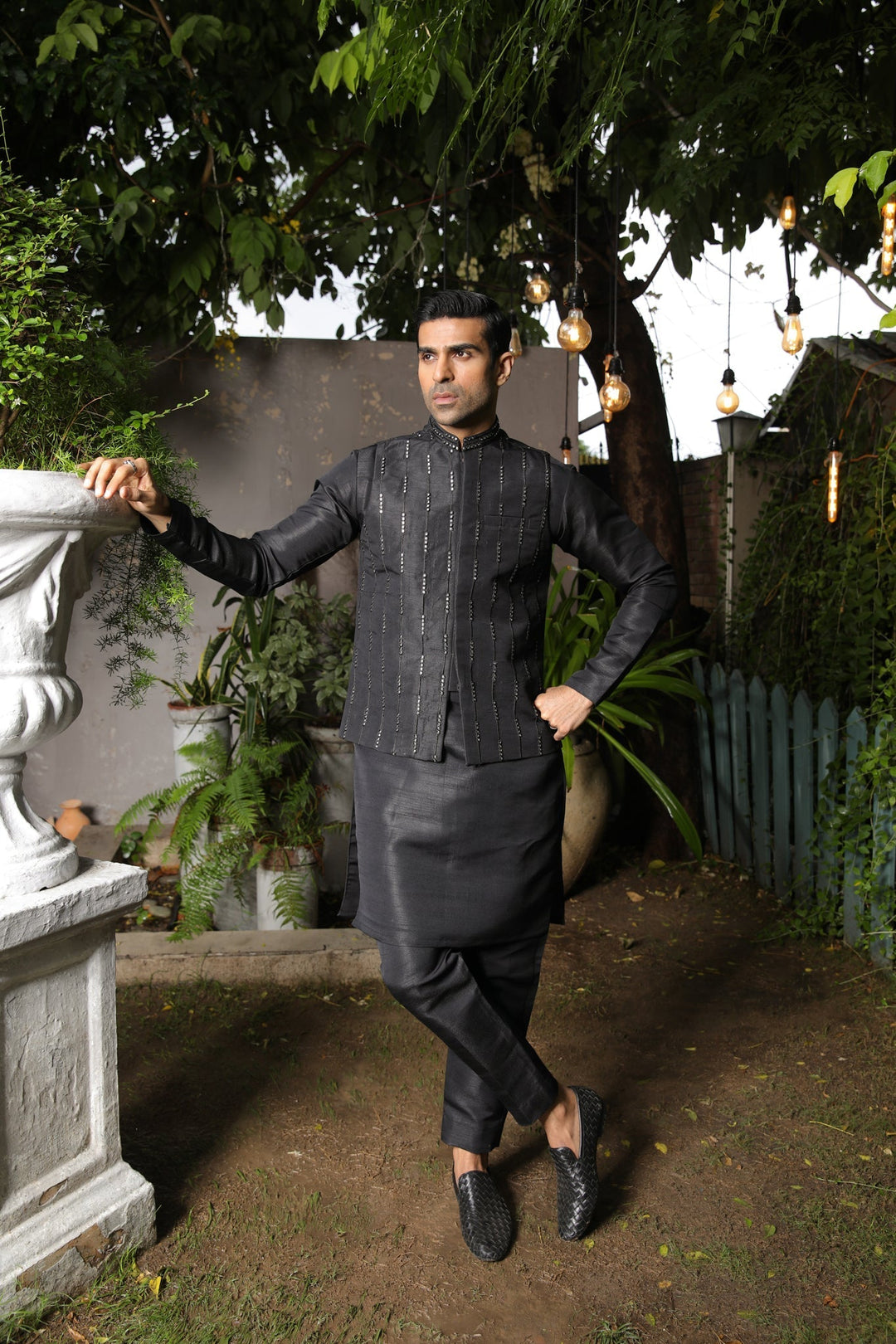 Muraqsh Ready To Wear Solids Silk Men Raw Silk Kurta Trouser AA-RSKT-BW - Winter Collection