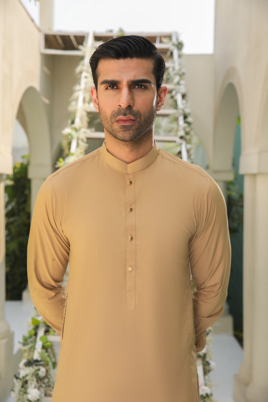 Muraqsh Ready To Wear Solids Cotton Men Camel Kurta Trouser/Shalwar MUR-CKTHL - Summer Collection