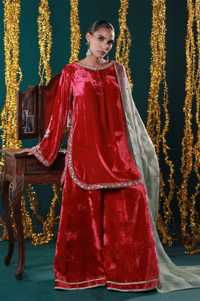 Makhmal From Nizka By Nida Rehan RTW Hand work Velvet 2 Piece Suit Jahanara - Festive Collection