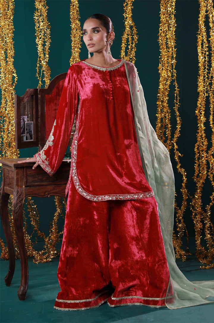 Makhmal From Nizka By Nida Rehan RTW Hand work Velvet 2 Piece Suit Jahanara - Festive Collection