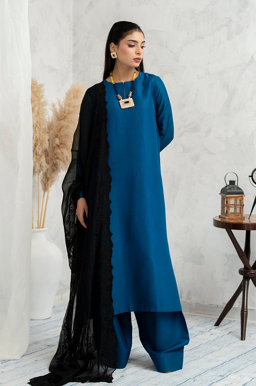 Liyaana From Nizka By Nida Rehan RTW Solids Pure Silk 2 Piece Suit Neelara - Festive Collection