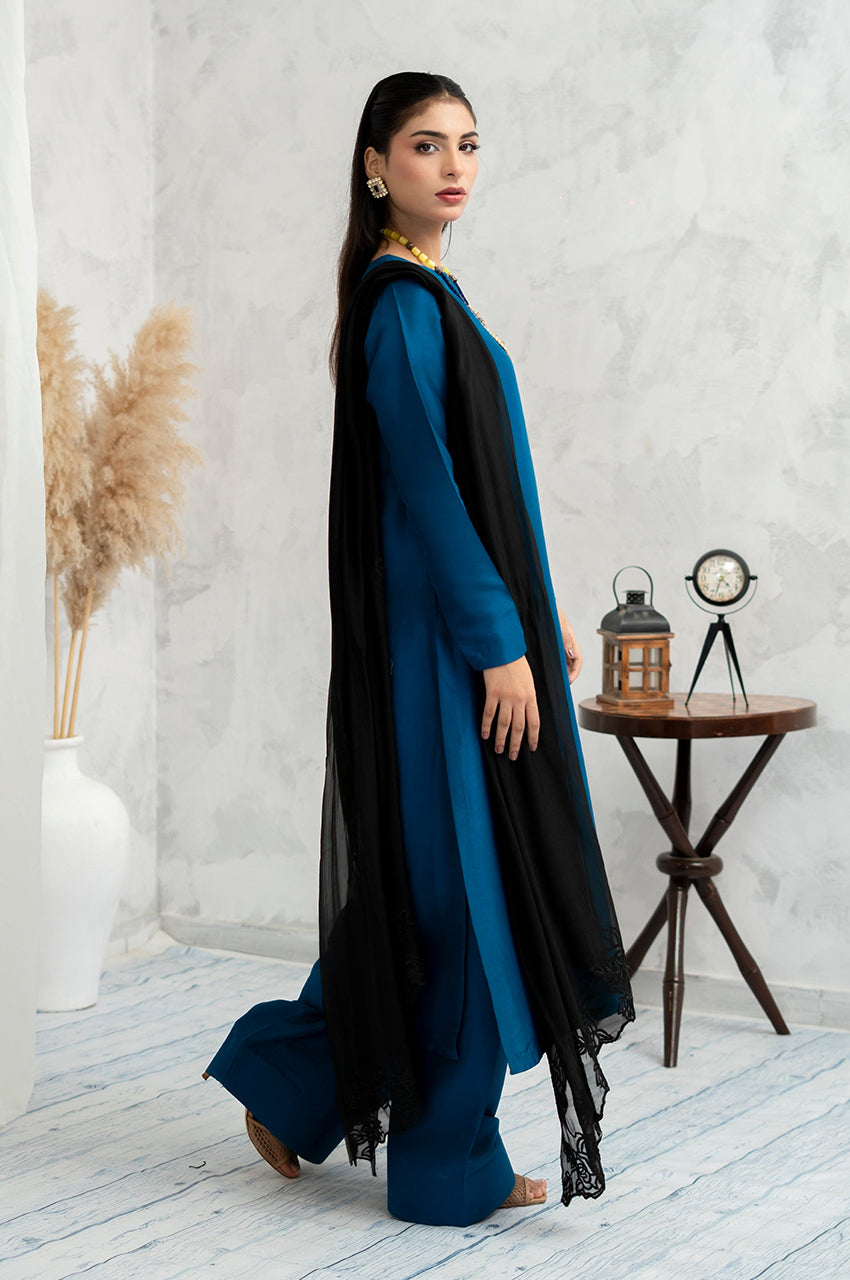 Liyaana From Nizka By Nida Rehan RTW Solids Pure Silk 2 Piece Suit Neelara - Festive Collection