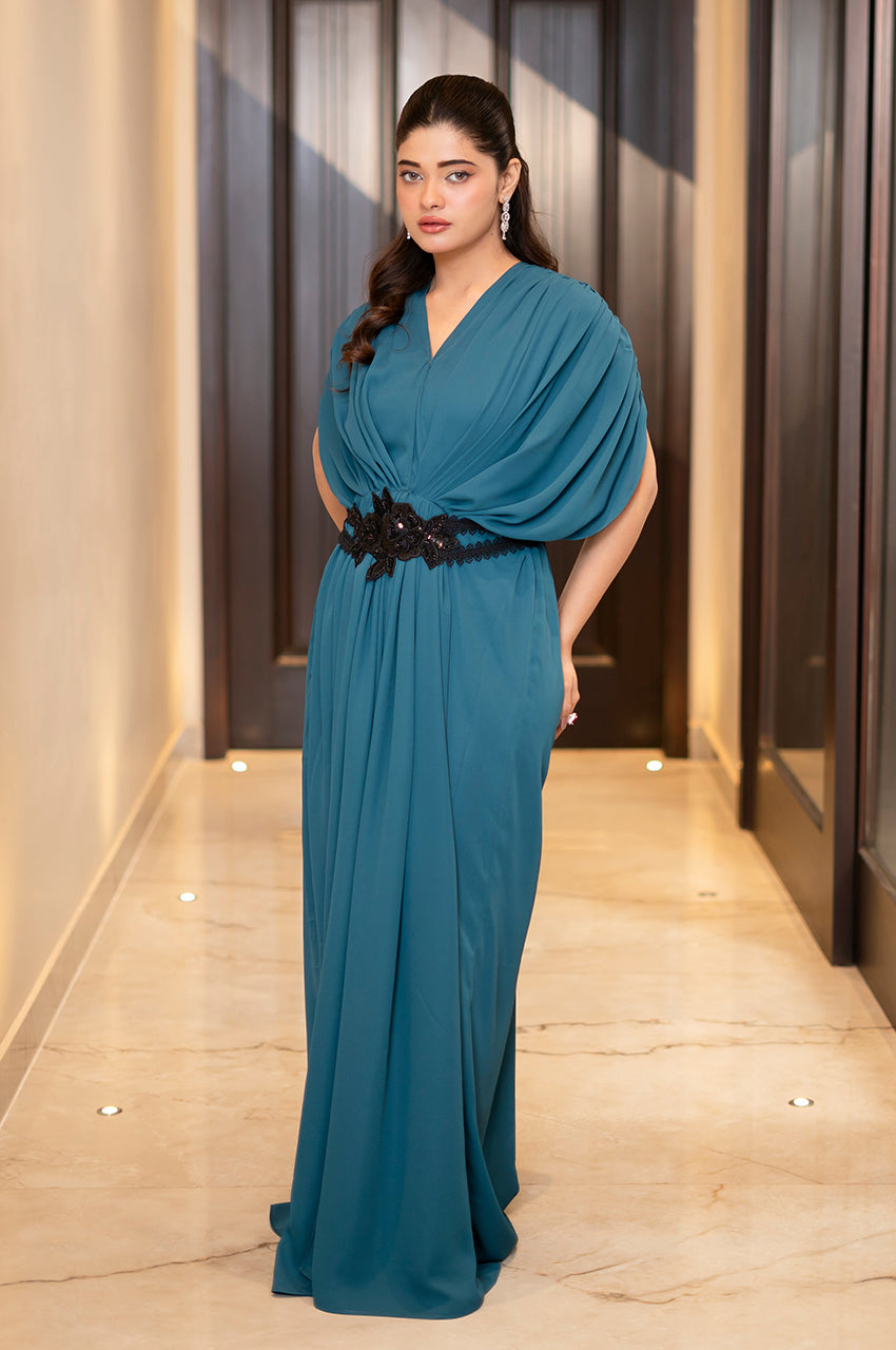 Liyaana From Nizka By Nida Rehan RTW Solids Premium Georgette 1 Piece Kaftan Midnight Serenity - Casual Collection