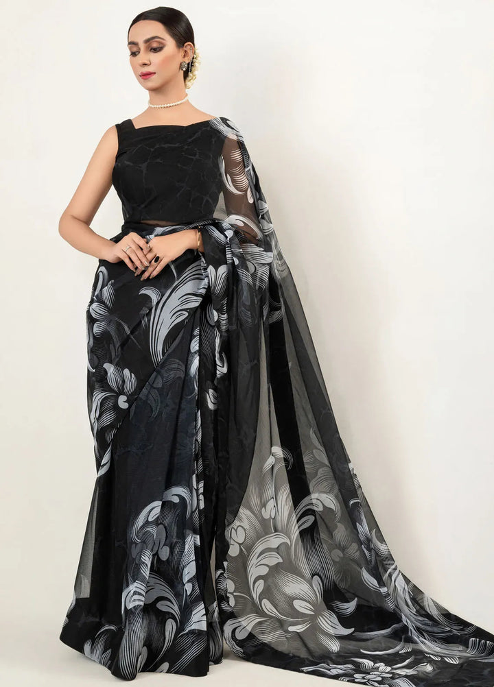 Imran Aftab Printed Chiffon Saree Unstitched Saree IASC-UF-01 - Festive Collection