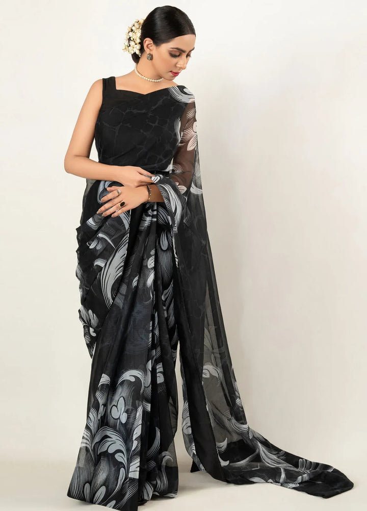 Imran Aftab Printed Chiffon Saree Unstitched Saree IASC-UF-01 - Festive Collection
