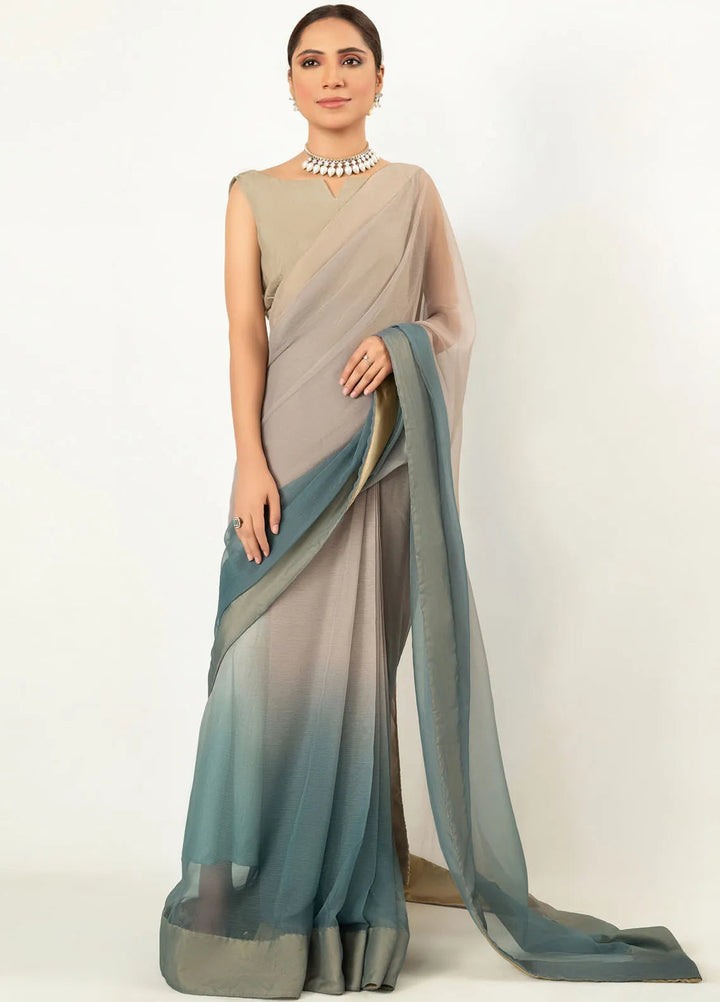 Imran Aftab Printed Chiffon Saree Unstitched Saree IASC-UF-02 - Festive Collection