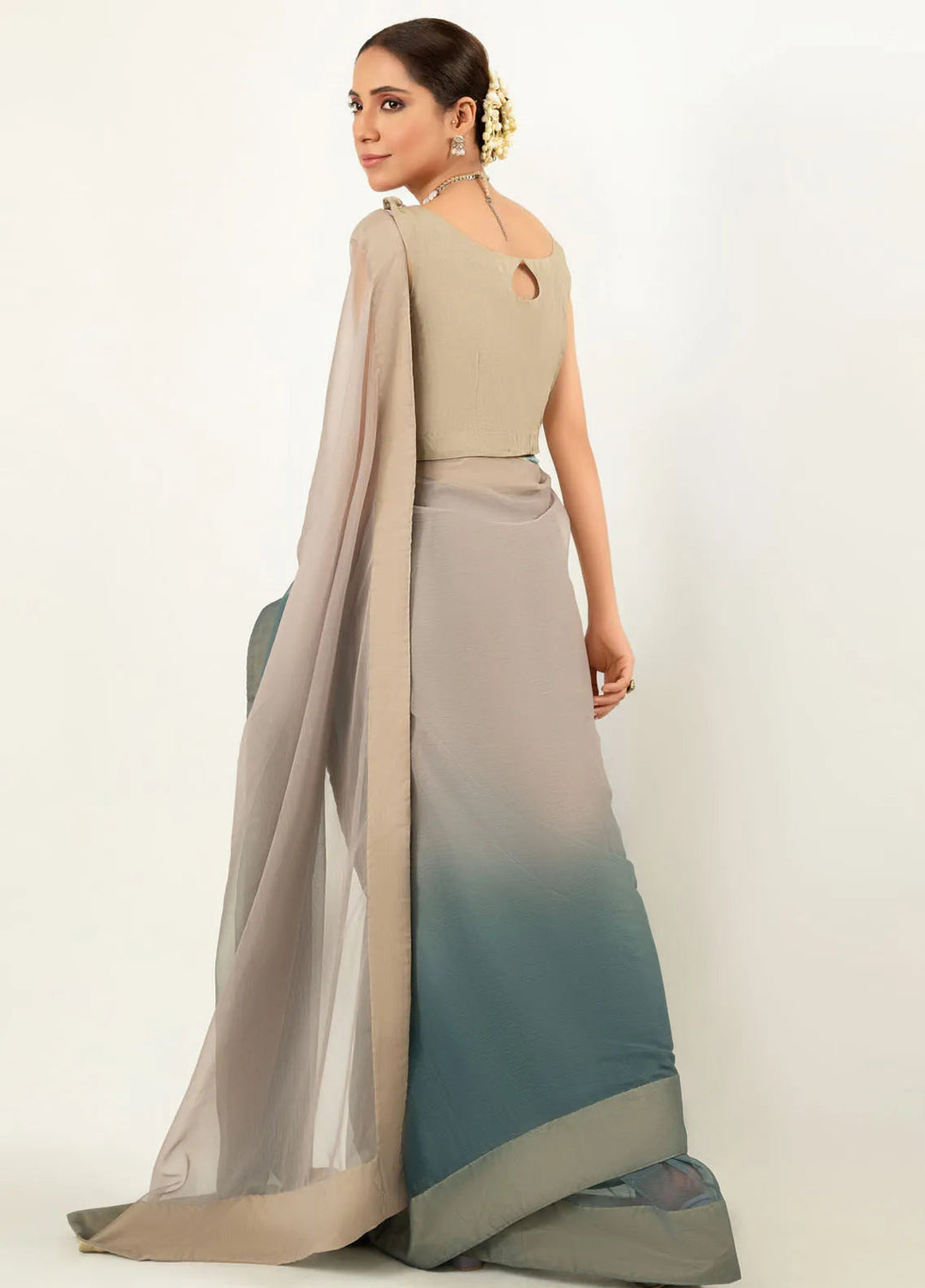 Imran Aftab Printed Chiffon Saree Unstitched Saree IASC-UF-02 - Festive Collection