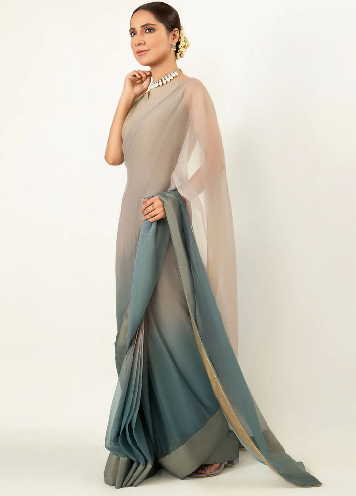 Imran Aftab Printed Chiffon Saree Unstitched Saree IASC-UF-02 - Festive Collection
