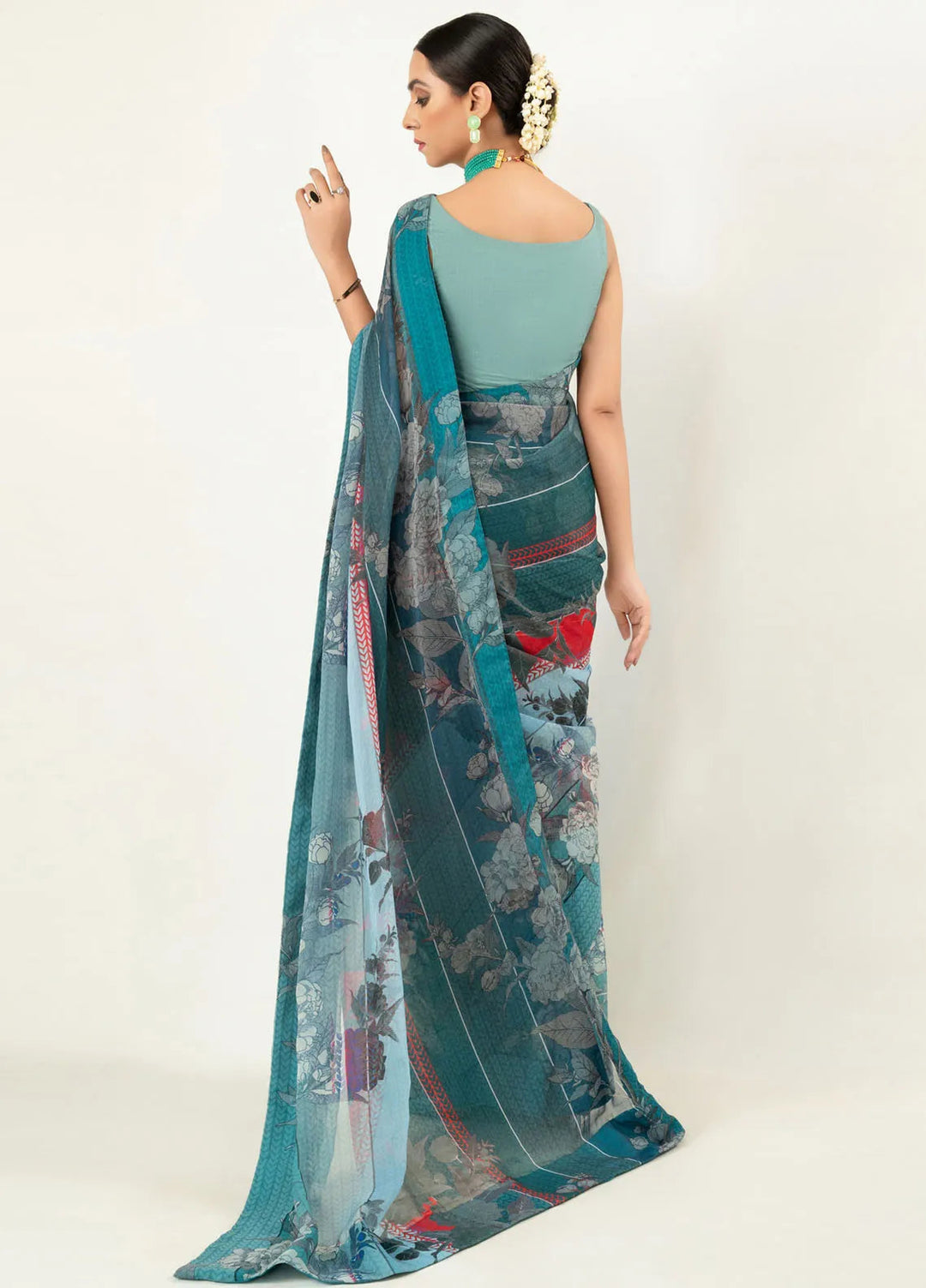 Imran Aftab Printed Chiffon Saree Unstitched Saree IASC-UF-03 - Festive Collection