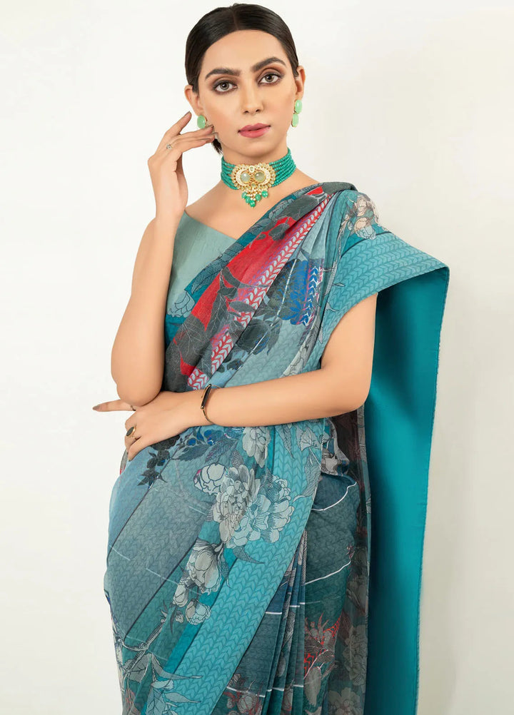 Imran Aftab Printed Chiffon Saree Unstitched Saree IASC-UF-03 - Festive Collection