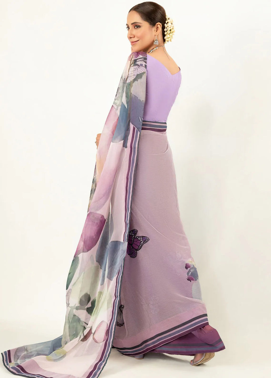 Imran Aftab Printed Chiffon Saree Unstitched Saree IASC-UF-04 - Festive Collection