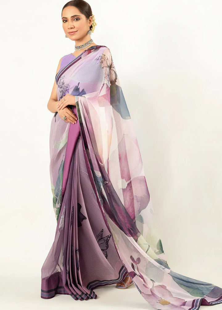 Imran Aftab Printed Chiffon Saree Unstitched Saree IASC-UF-04 - Festive Collection