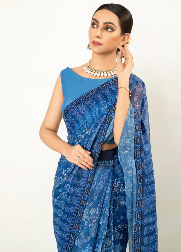 Imran Aftab Printed Chiffon Saree Unstitched Saree IASC-UF-05 - Festive Collection