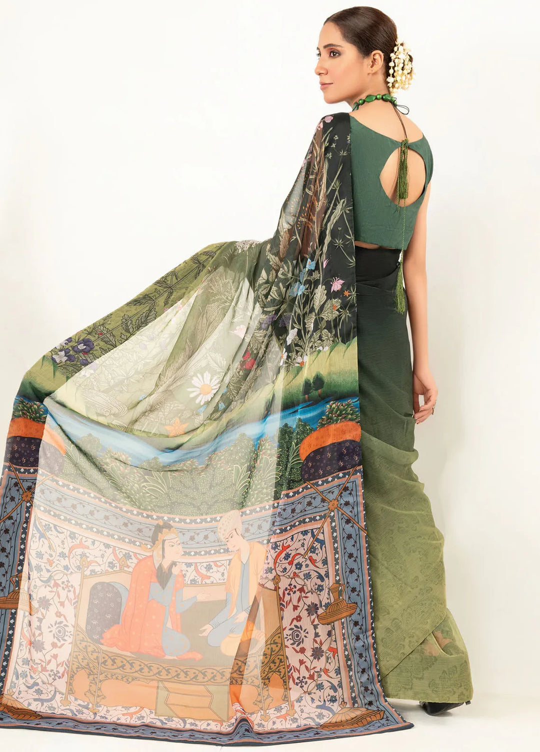 Imran Aftab Printed Chiffon Saree Unstitched Saree IASC-UF-06 - Festive Collection