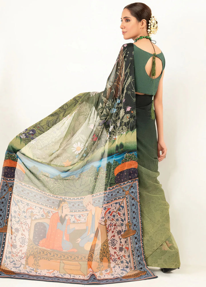 Imran Aftab Printed Chiffon Saree Unstitched Saree IASC-UF-06 - Festive Collection