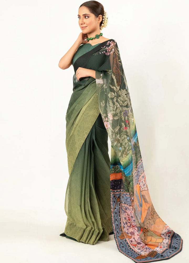 Imran Aftab Printed Chiffon Saree Unstitched Saree IASC-UF-06 - Festive Collection