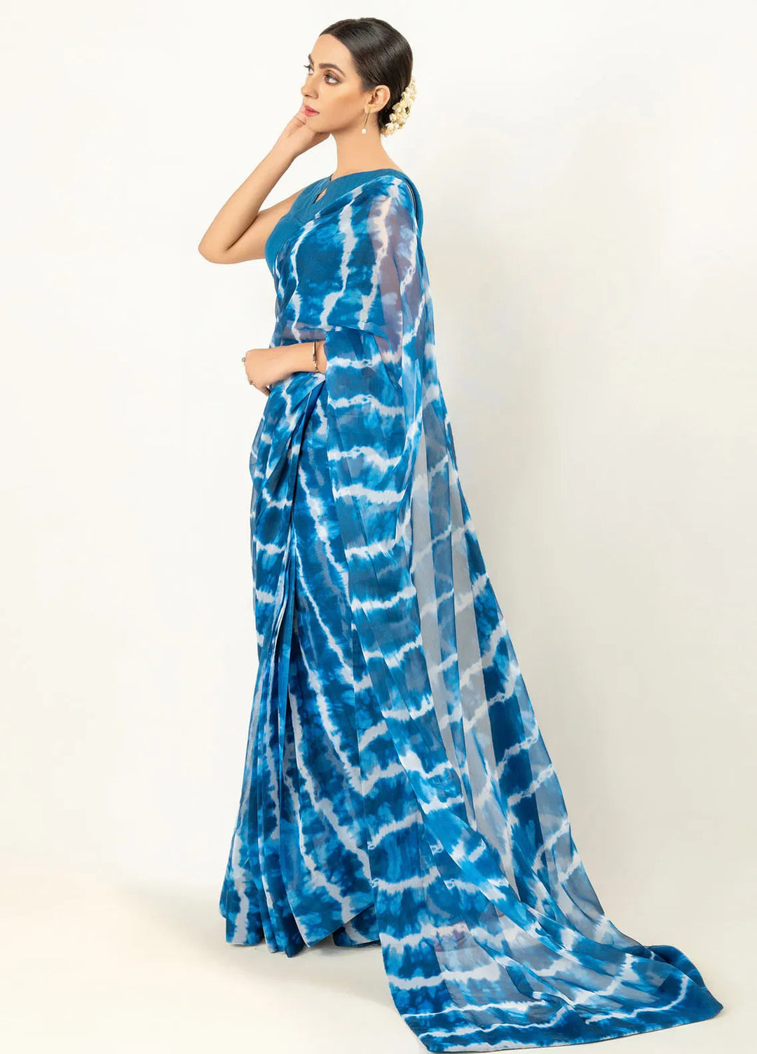 Imran Aftab Printed Chiffon Saree Unstitched Saree IASC-UF-07 - Festive Collection